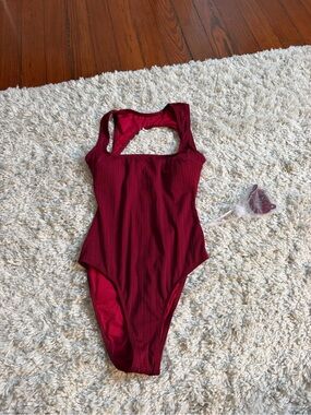 Women's Burgundy Scoop-Back One-Piece Swimsuit